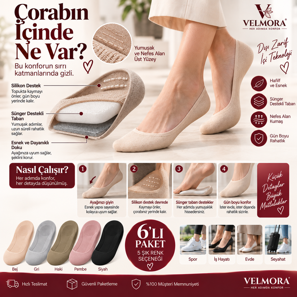 Velmora™ Yastıklamalı Konfor Çorabı
