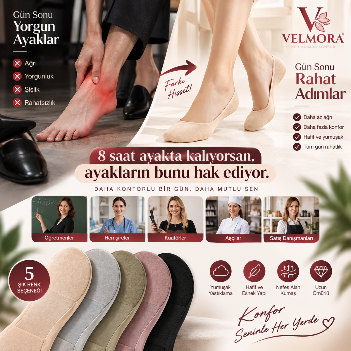 Velmora™ Yastıklamalı Konfor Çorabı