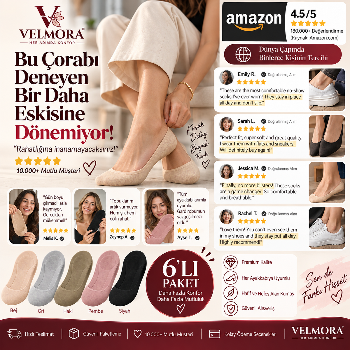 Velmora™ Yastıklamalı Konfor Çorabı