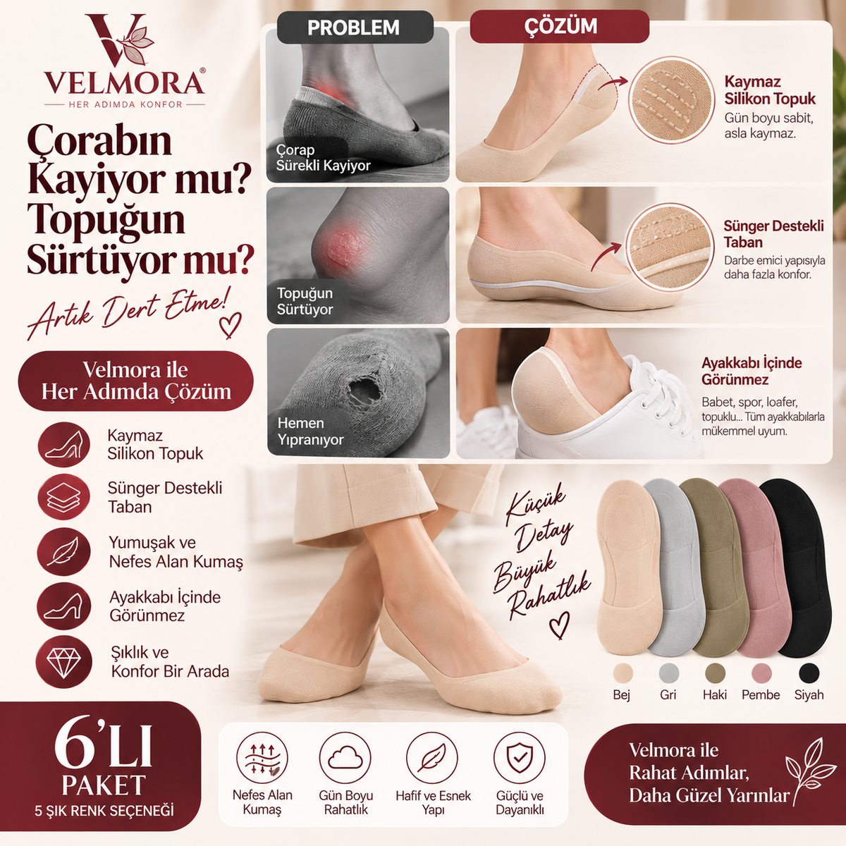 Velmora™ Yastıklamalı Konfor Çorabı