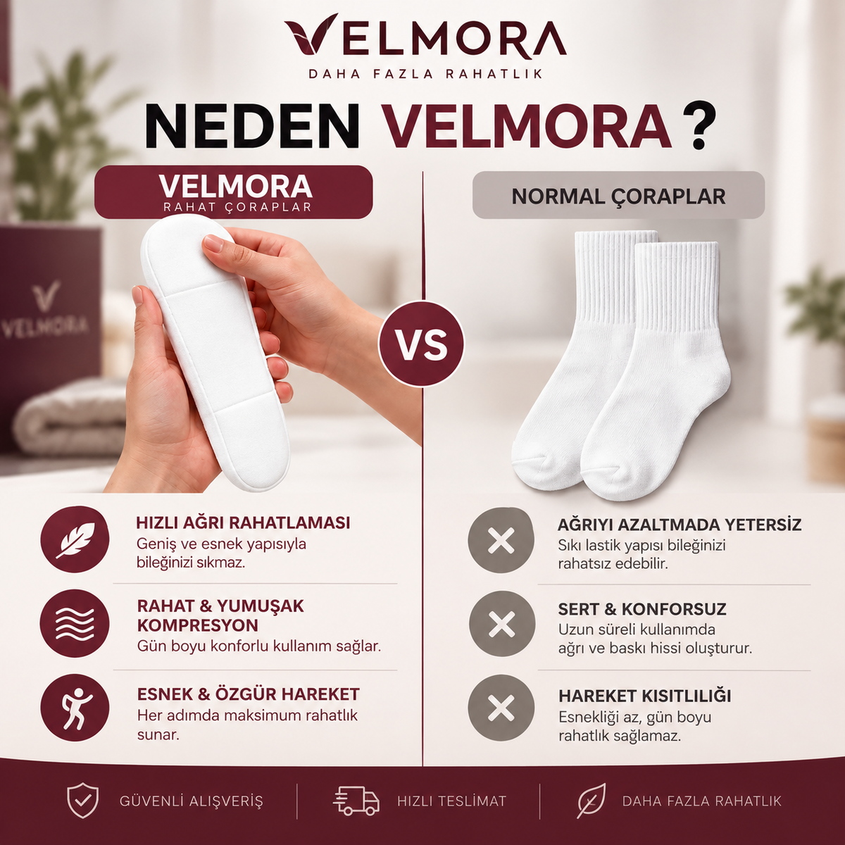 Velmora™ Yastıklamalı Konfor Çorabı